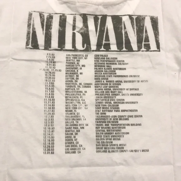 SOLD OUT White Nirvana Vintage Concert Band Graphic T-Shirt - Picture 7 of 7